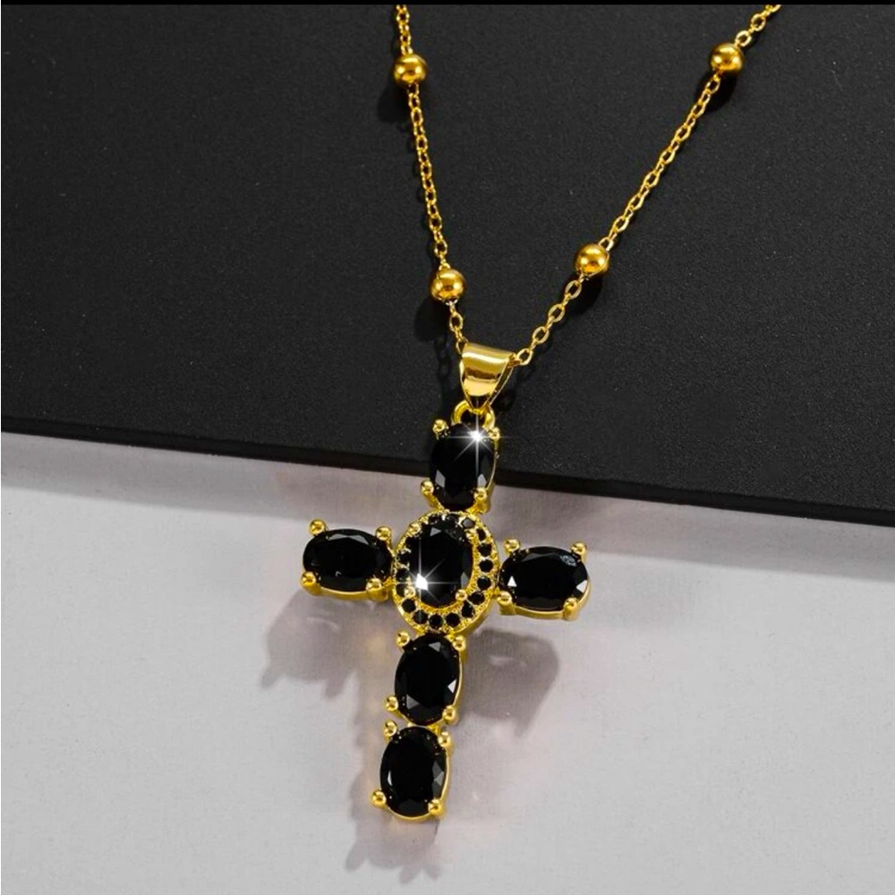 Rhinestone Cross Charm Necklace